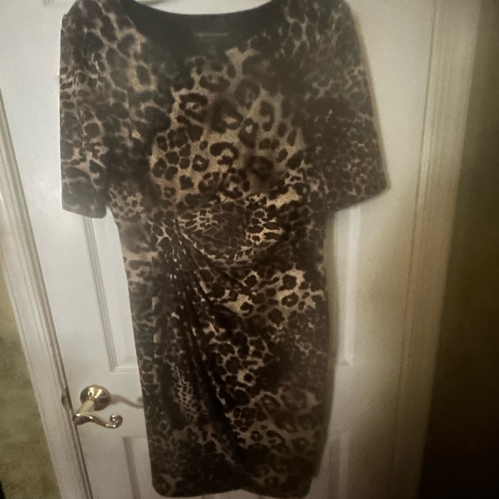 Connected Apparel Animal Print Midi Dress